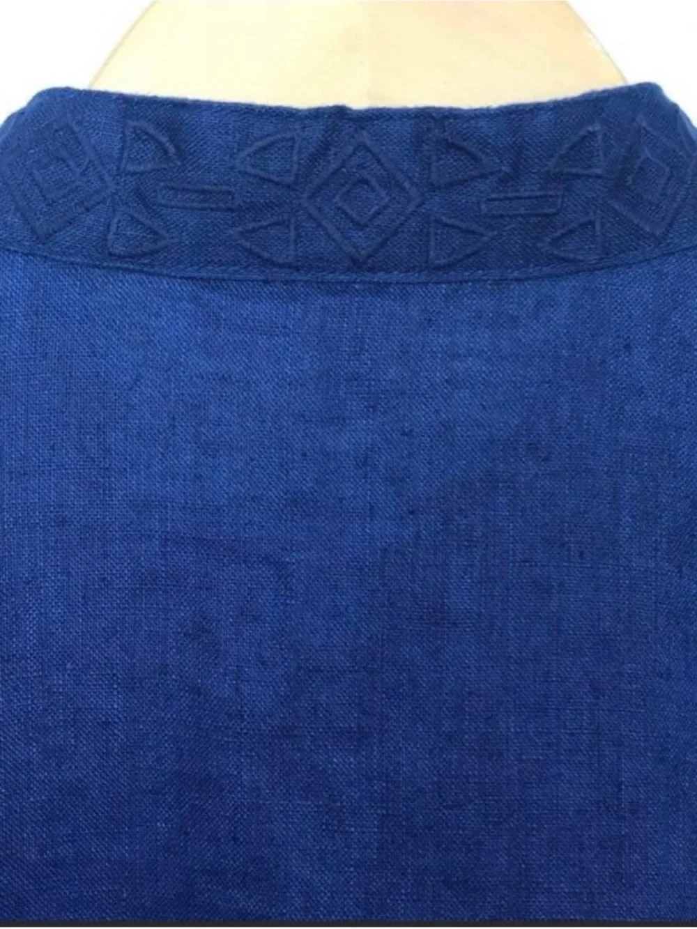 JM Collection Navy Embellished Linen Tunic - Picture 9 of 10